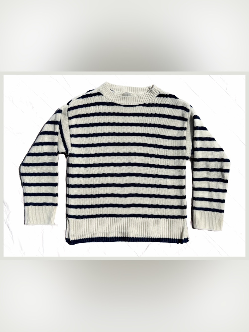 Primary 6 7 EUC Striped Knit Sweater Quality Boy Girl Basic Gender Neutral Top